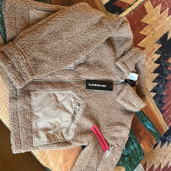 Eleven Paris Jackets & Blazers - Eleven Paris Tan Sherpa Teddy Jacket